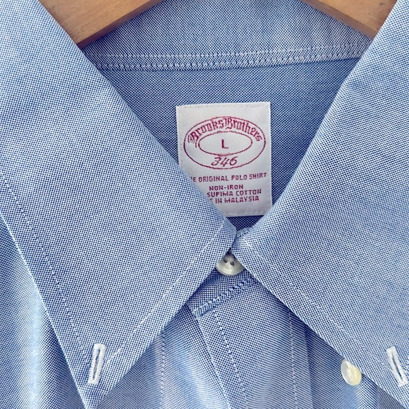 Brooks Brothers The Original Polo Shirt Non Iron Size L - Blue - Picture 3 of 3
